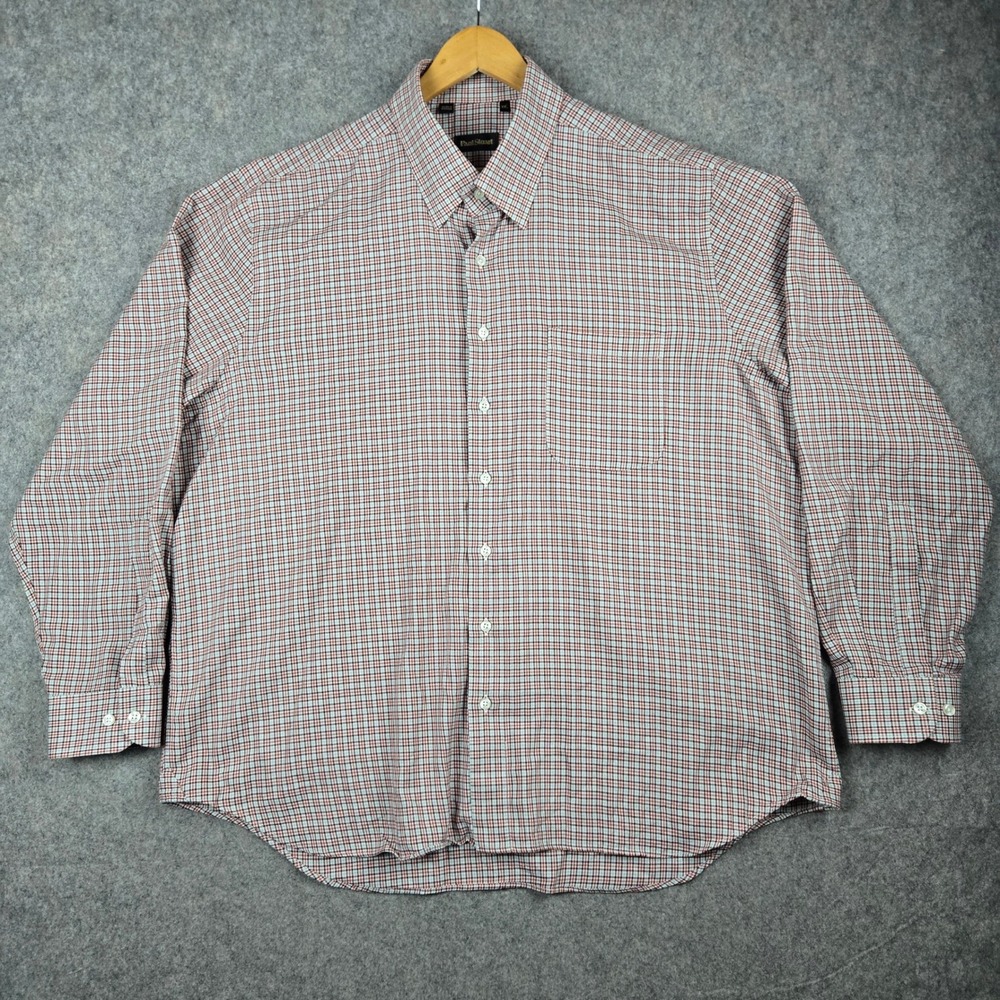 Paul Stuart Button Down Shirt Mens XXL Brown Plaid Check Luxury Preppy Business